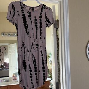 Windsor Black and Gray Tie-Dye Mini Dress